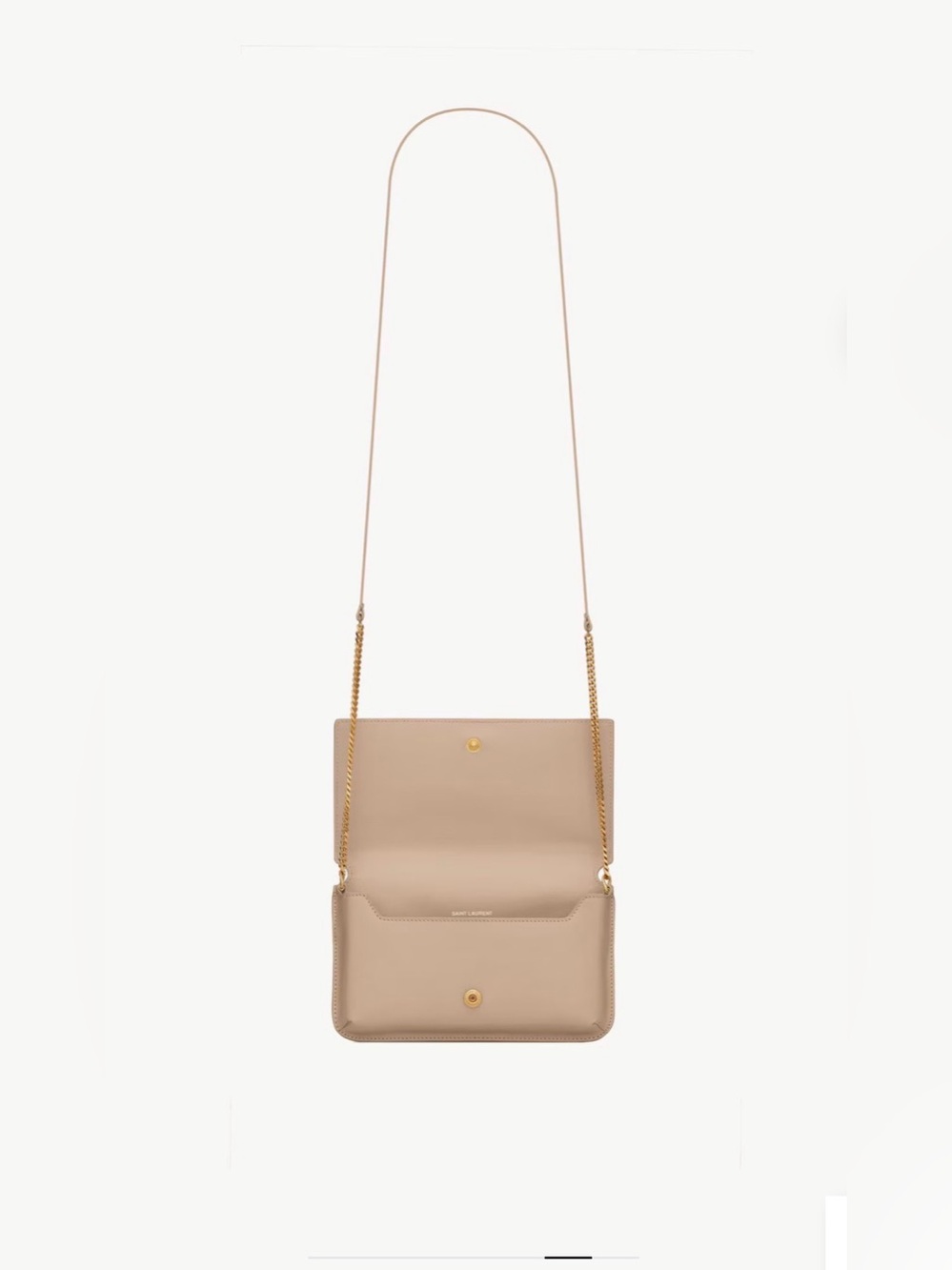 Saint Laurent Cassandre Phone Holder Crossbody Bag in Dark Beige - Picture 11 of 15